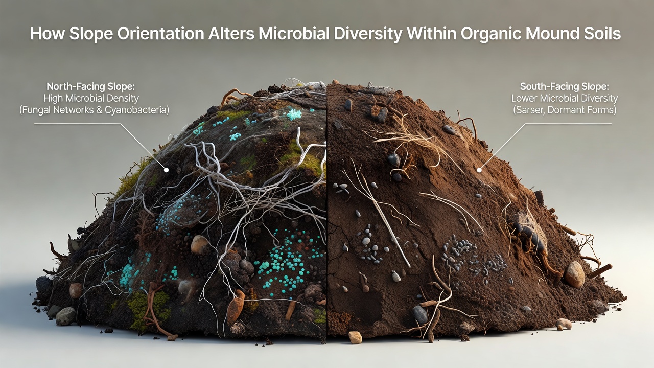 How Slope Orientation Alters Microbial Diversity Within Organic Mound Soils