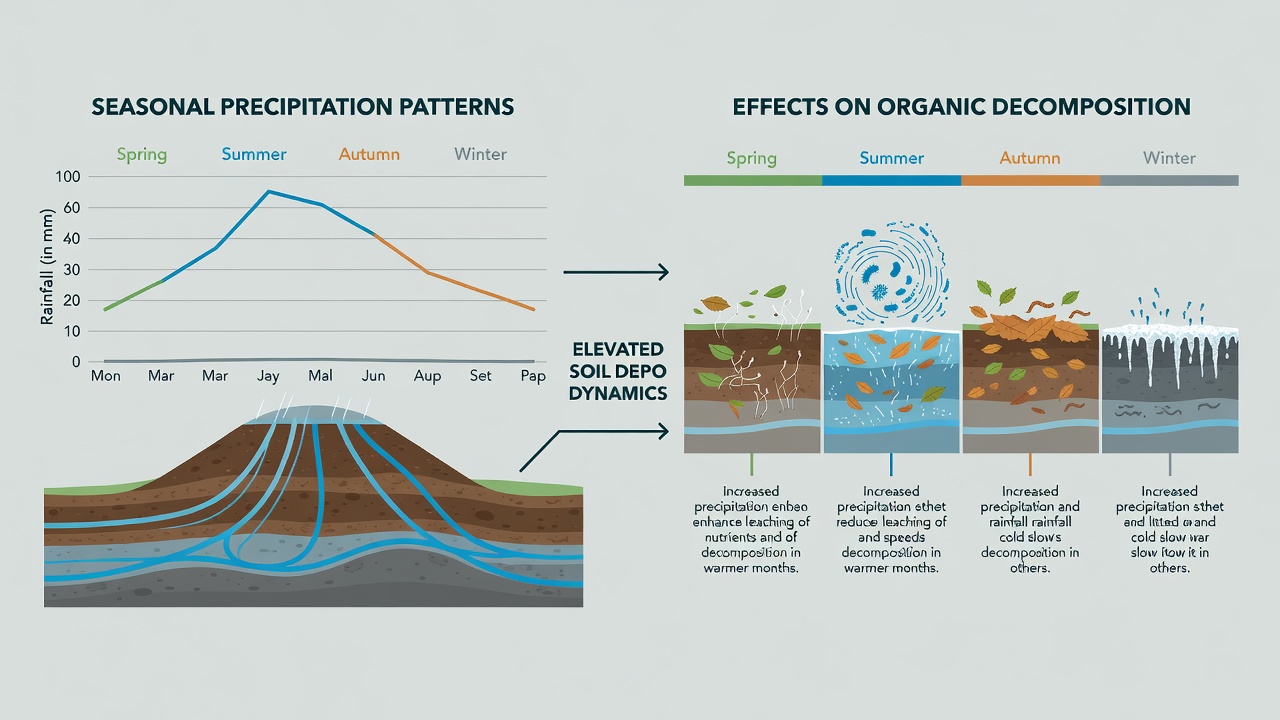 Cross-section view of elevated soil deposit illustrating moisture penetration and organic layer breakdown during wet season